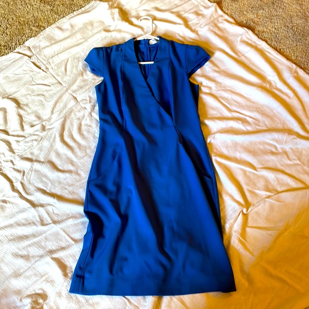MM. LAFLEUR Felisa Faux Wrap Career Dress Iris Blue